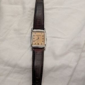 Armani Brown Leather Strap Watch with Silver Case